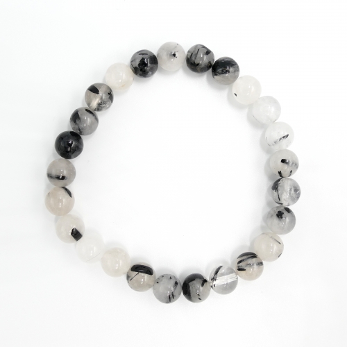 Gummiarmband mit Turmalinquarz (8 mm Kugeln)