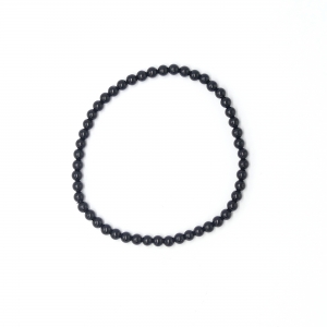 Gummiarmband mit Rauchobsidian / Apachenträne (3-4 mm Kugeln glatt)