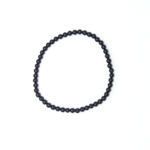 Gummiarmband mit Rauchobsidian / Apachenträne (3-4 mm Kugeln glatt)