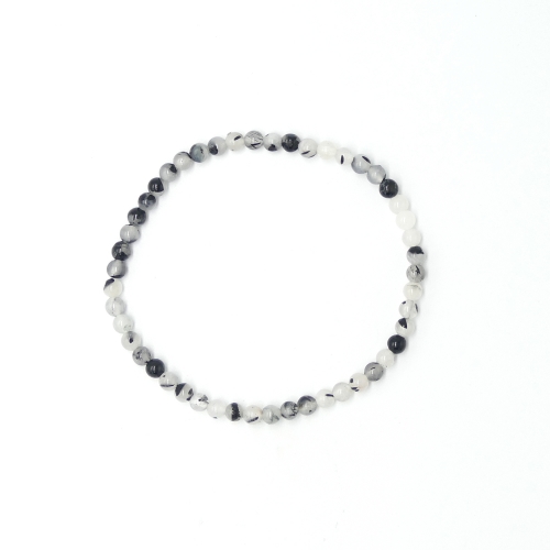 Gummiarmband mit Turmalinquarz (3-4 mm Kugeln glatt)